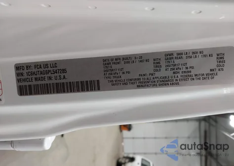 2023 Jeep Gladiator Sport 4X4 z USA, uszkodzony, nr VIN 1C6HJTAG6PL547285